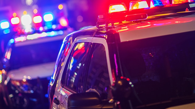 Police lights at night.